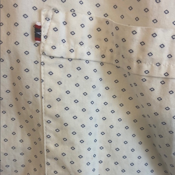 Denim & Flower White and Blue Diamond Pattern Casual Button Down Shirt - Picture 3 of 5